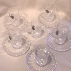 Aurea Italian crystal set with saucers BNWT